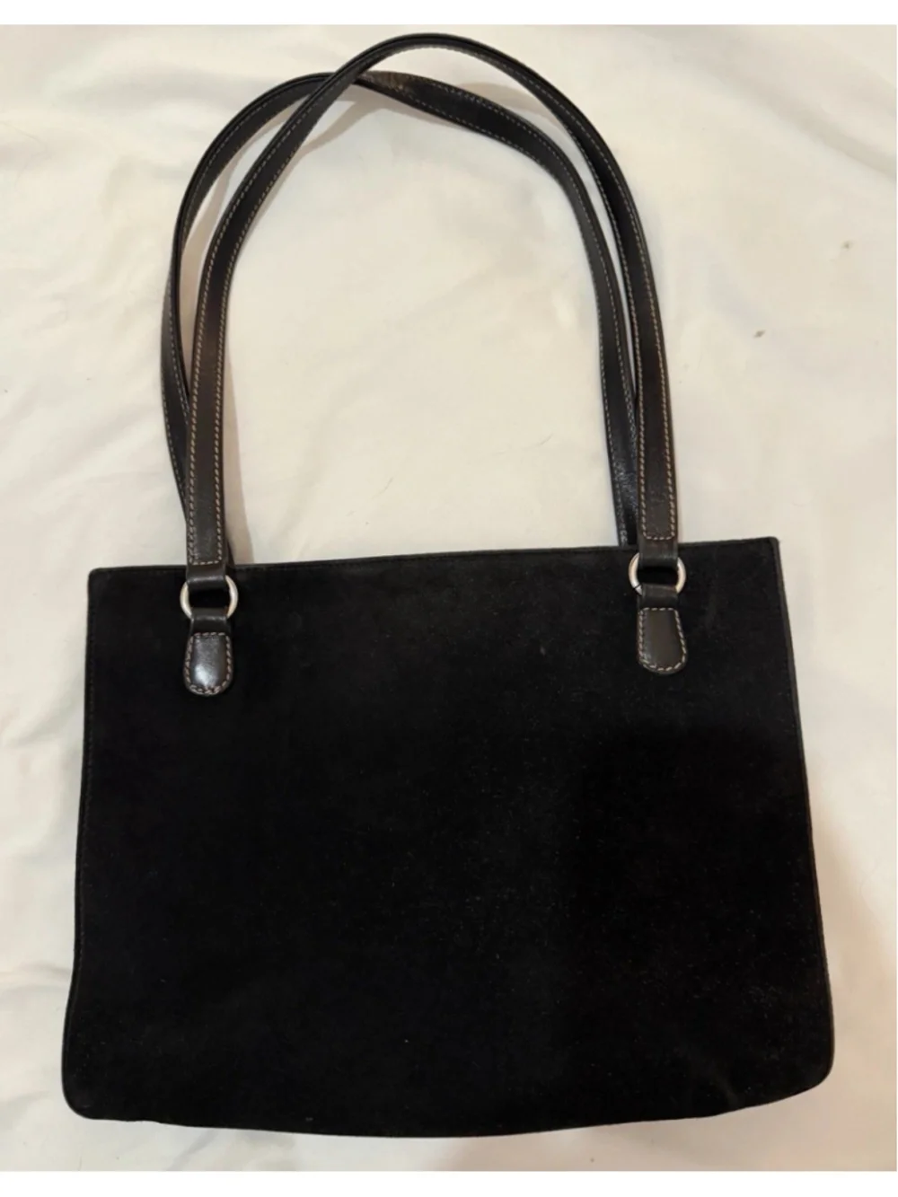 Kate Spade Black Suede Leather Shoulder Bag Handbag Purse 8.5”H X 11.5”L x2”W
